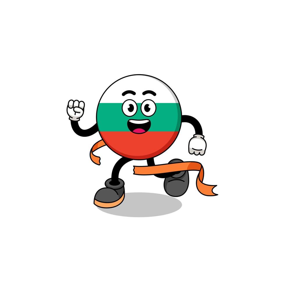 caricature de mascotte du drapeau de la bulgarie en cours d'exécution sur la ligne d'arrivée vecteur