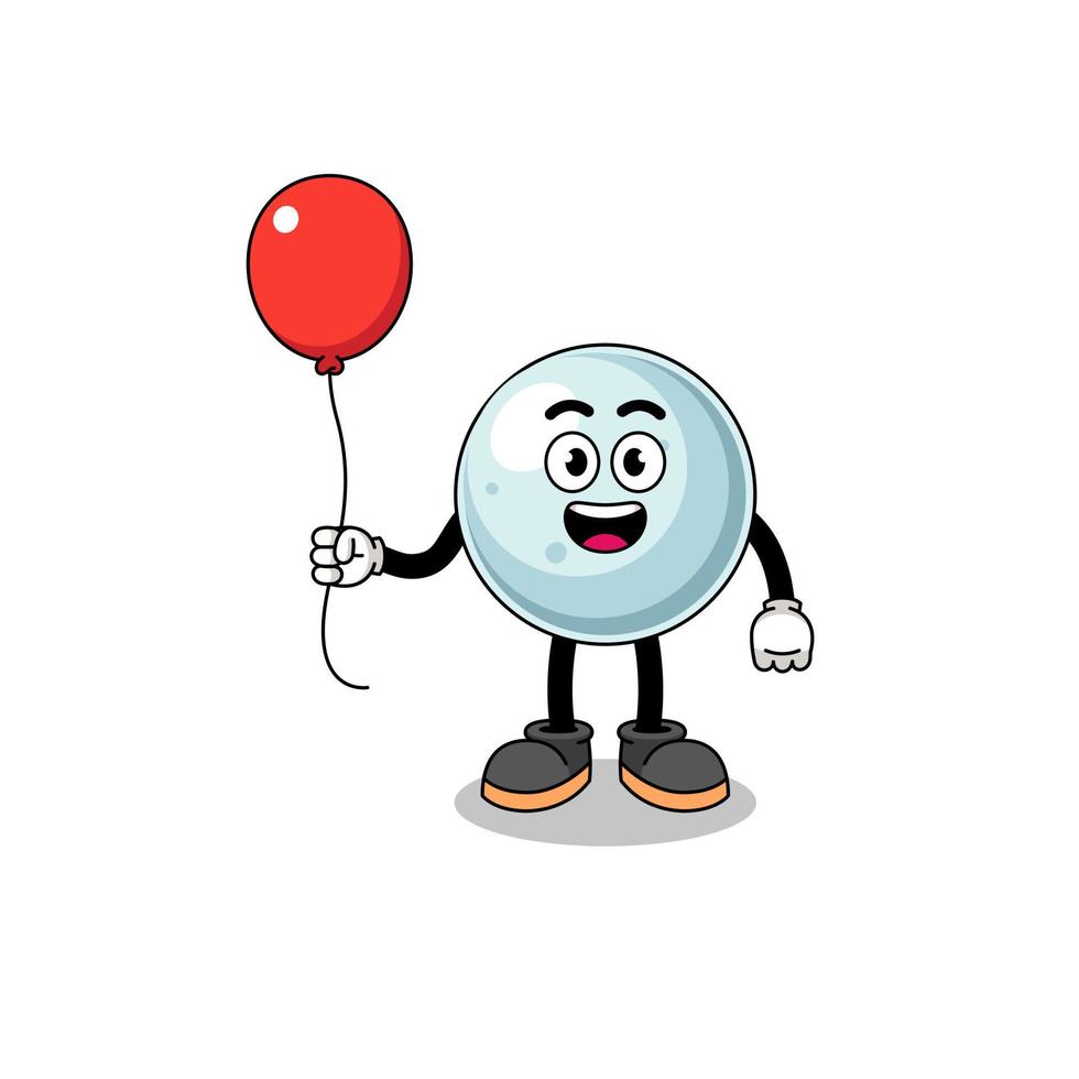 dessin animé d'une boule d'argent tenant un ballon vecteur
