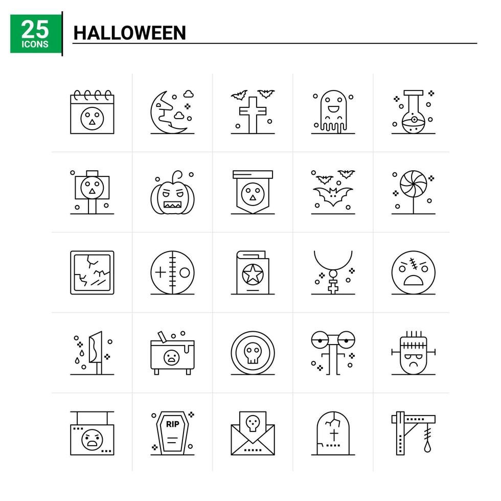 25 fond de vecteur de jeu d'icônes d'halloween