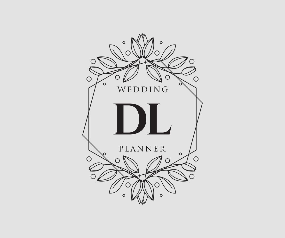 dl initiales lettre collection de logos de monogramme de mariage, modèles minimalistes et floraux modernes dessinés à la main pour cartes d'invitation, réservez la date, identité élégante pour restaurant, boutique, café en image vectorielle vecteur