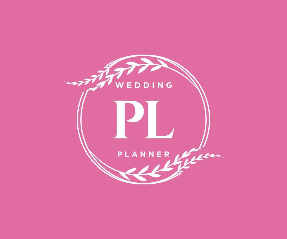 pl initiales lettre mariage monogramme logos collection, modèles minimalistes et floraux modernes dessinés à la main pour cartes d'invitation, réservez la date, identité élégante pour restaurant, boutique, café en image vectorielle vecteur