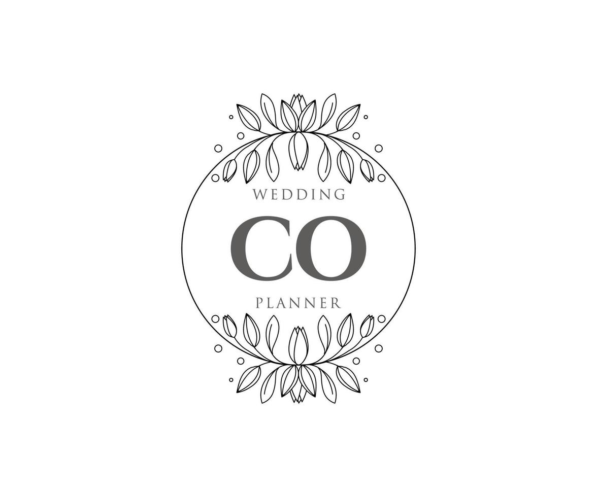 co initiales lettre mariage monogramme logos collection, modèles minimalistes et floraux modernes dessinés à la main pour cartes d'invitation, réservez la date, identité élégante pour restaurant, boutique, café en image vectorielle vecteur