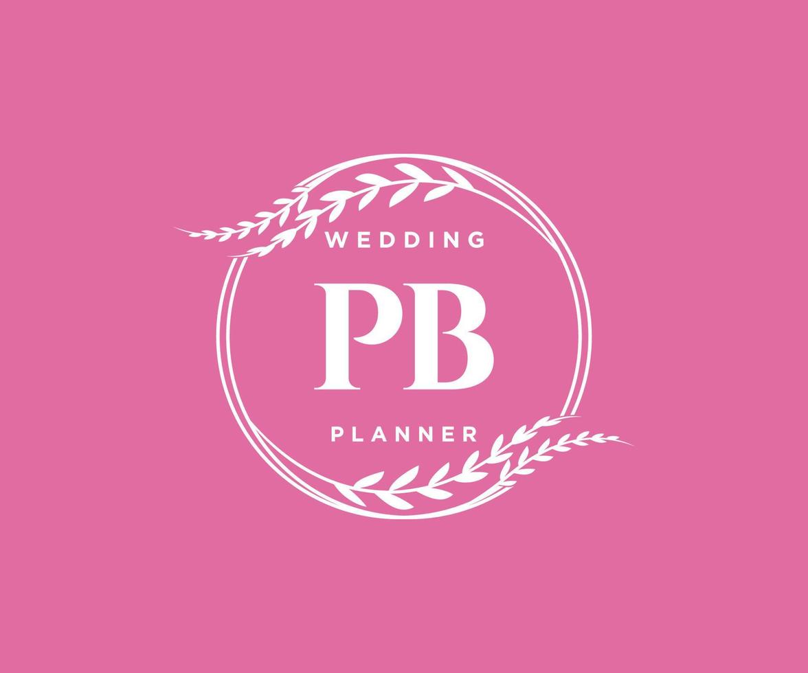 pb initiales lettre mariage monogramme logos collection, modèles minimalistes et floraux modernes dessinés à la main pour cartes d'invitation, réservez la date, identité élégante pour restaurant, boutique, café en image vectorielle vecteur