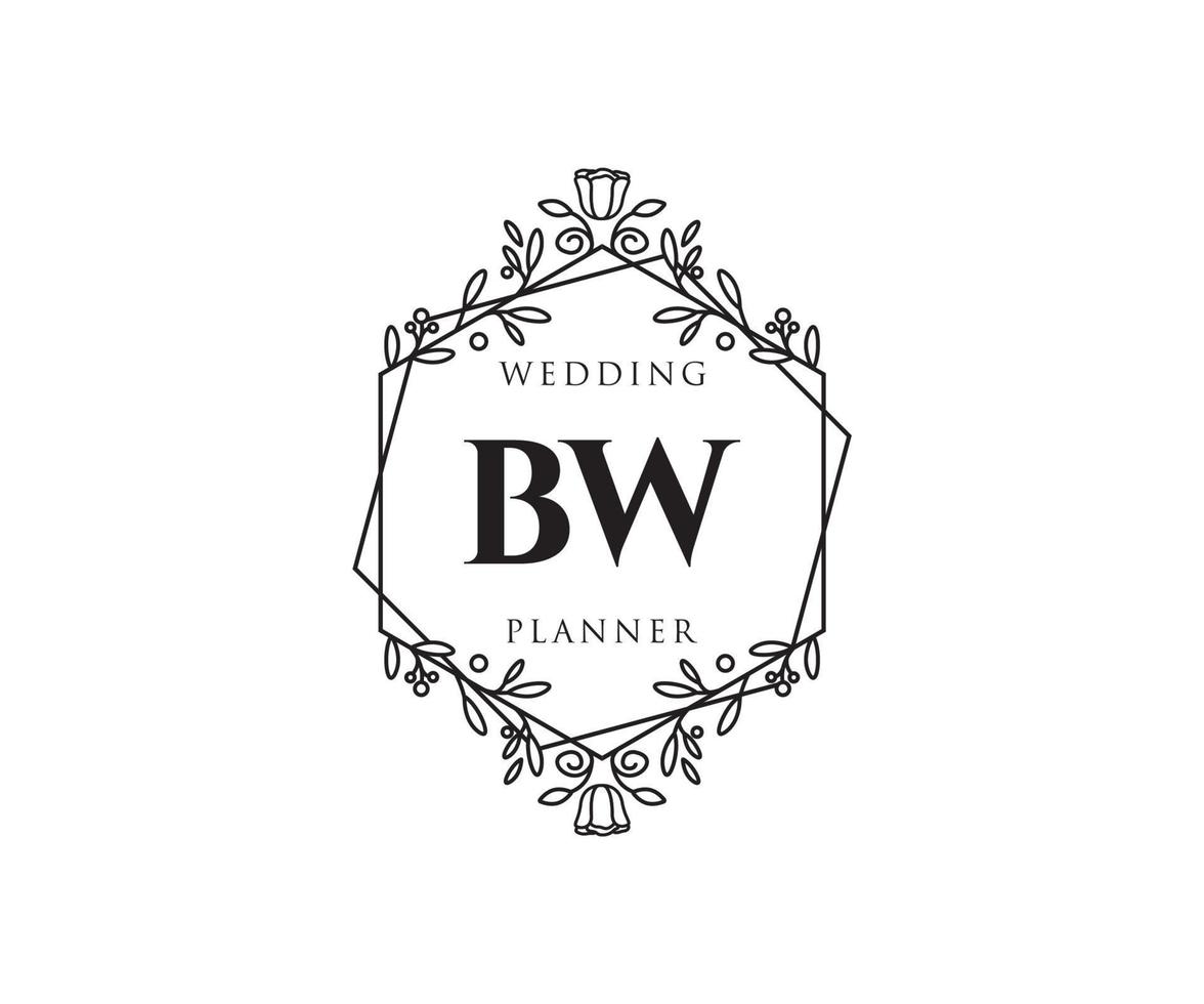 bw initiales lettre mariage monogramme collection de logos, modèles minimalistes et floraux modernes dessinés à la main pour cartes d'invitation, réservez la date, identité élégante pour restaurant, boutique, café en image vectorielle vecteur