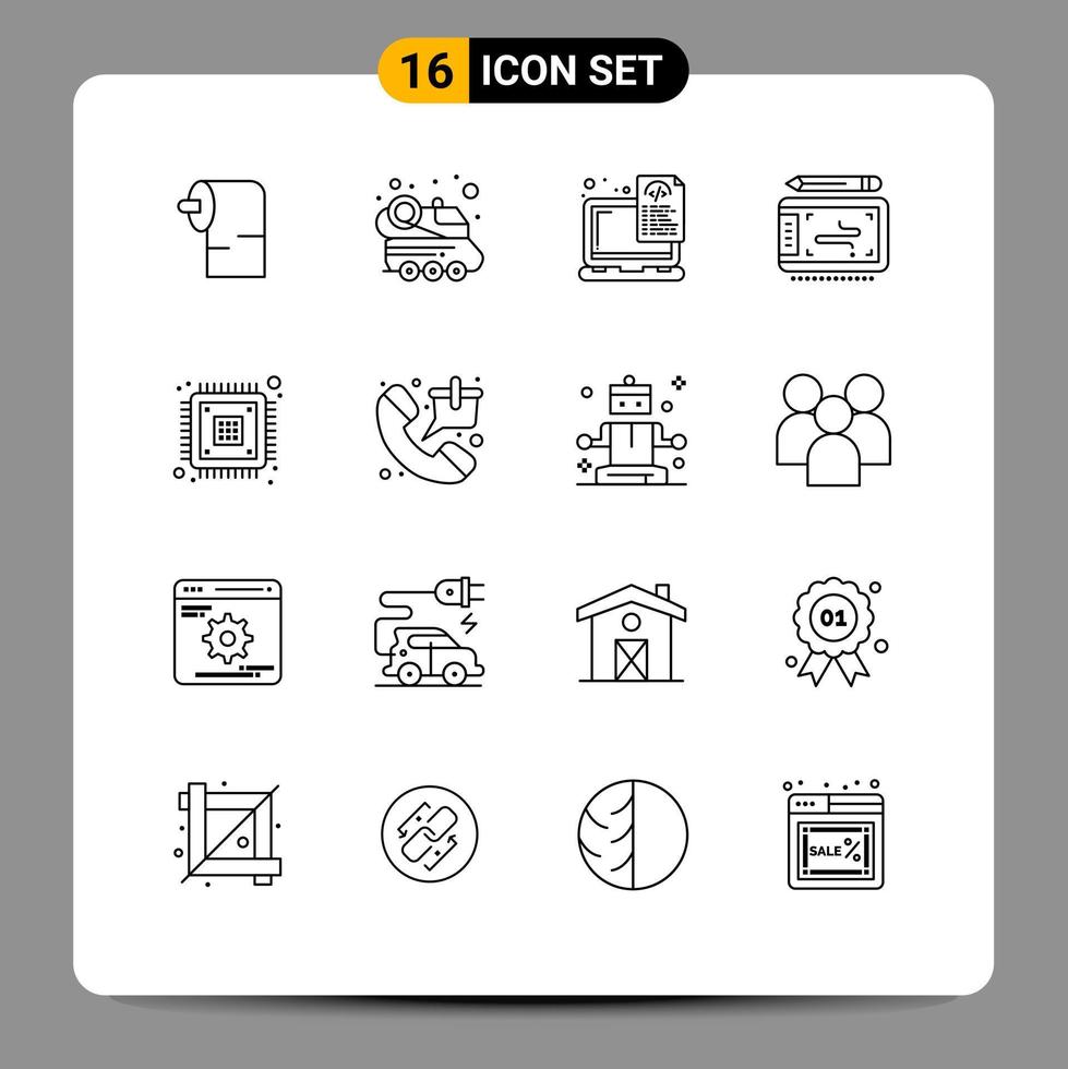 groupe de 16 contours modernes définis pour les données wacom document tablet art éléments de conception vectoriels modifiables vecteur