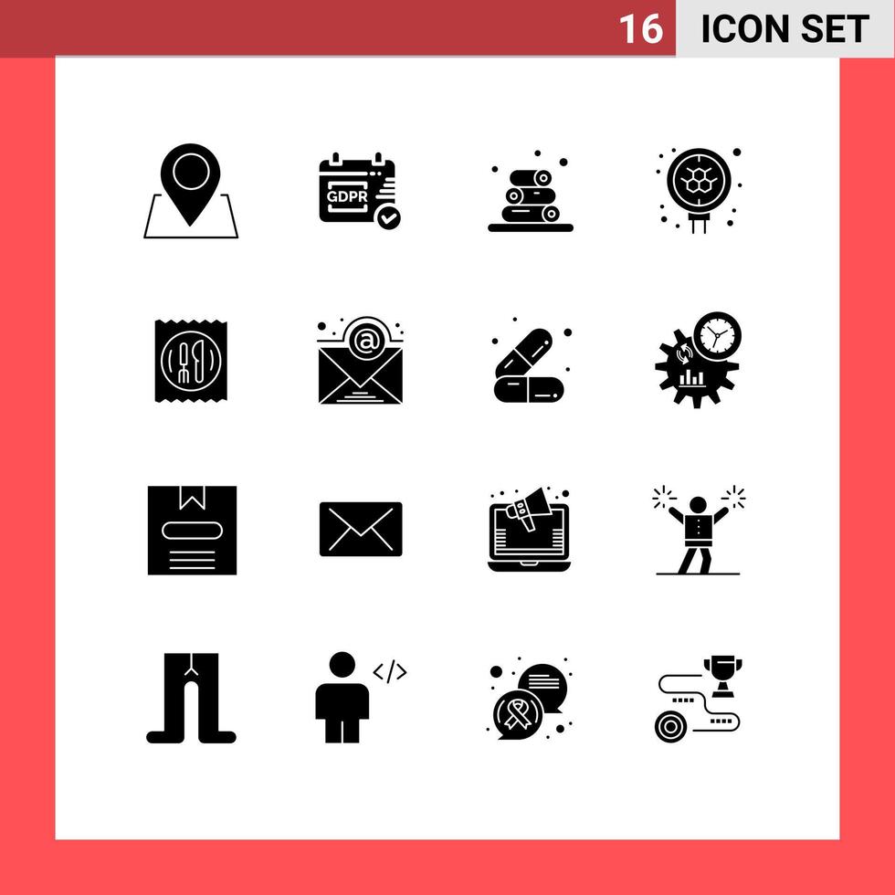 ensemble de 16 glyphes solides universels pour les applications web et mobiles vecteur