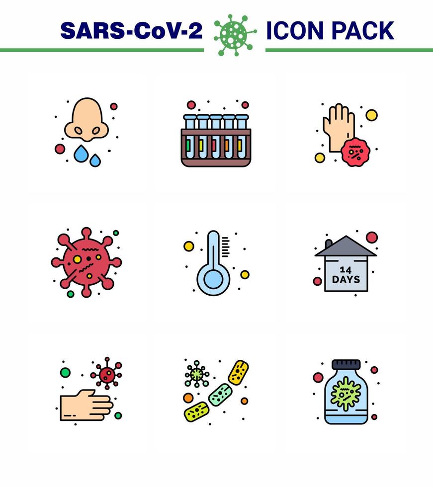 coronavirus 9 ligne remplie icône de couleur plate sur le thème de l'épidémie corona contient des icônes telles que le virus corona bug lab bactérie maladie coronavirus viral 2019nov éléments de conception de vecteur de maladie