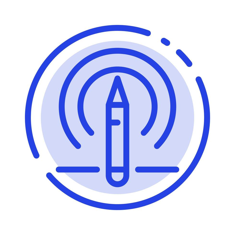 crayon d'apprentissage outils éducatifs icône de ligne en pointillé bleu vecteur