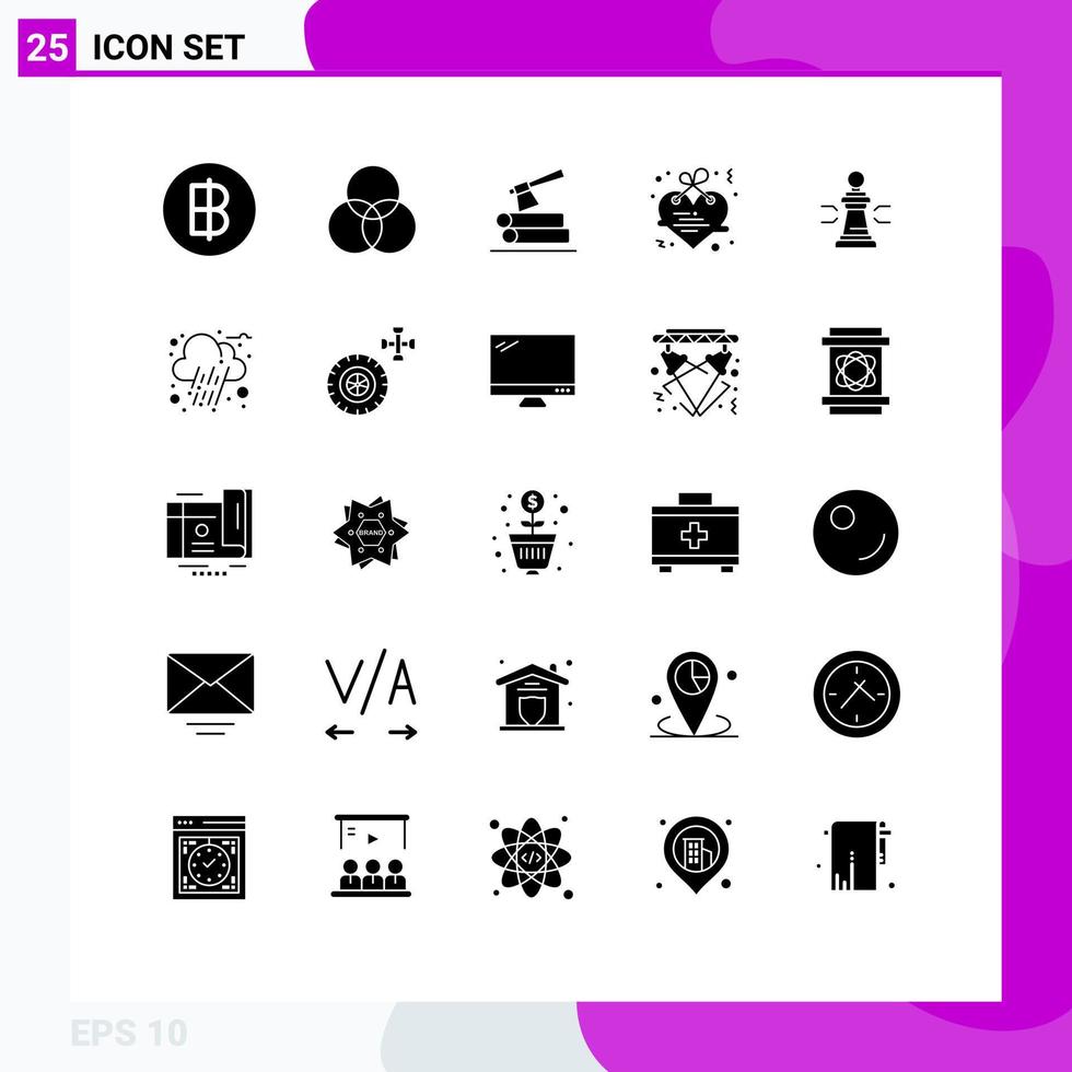symboles d'icône universelle groupe de 25 glyphes solides modernes d'avantage lettre de hache d'amour suspendus éléments de conception vectoriels modifiables vecteur