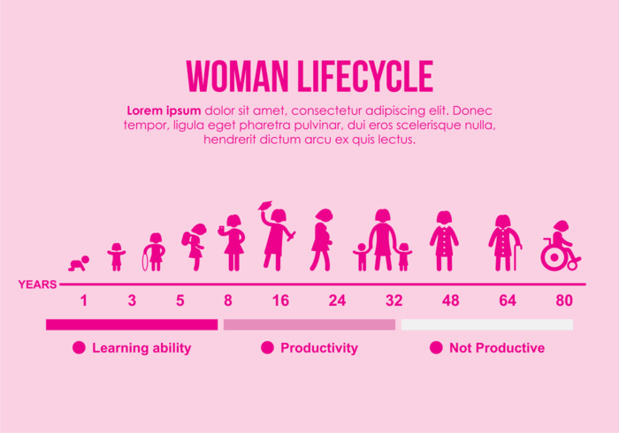 Illustration du cycle de vie de la femme vecteur