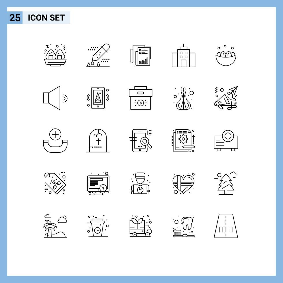pack de 25 signes et symboles de lignes modernes pour les supports d'impression Web tels que l'analyse de l'utilisateur de l'interface bâtiment marketing éléments de conception vectoriels modifiables vecteur