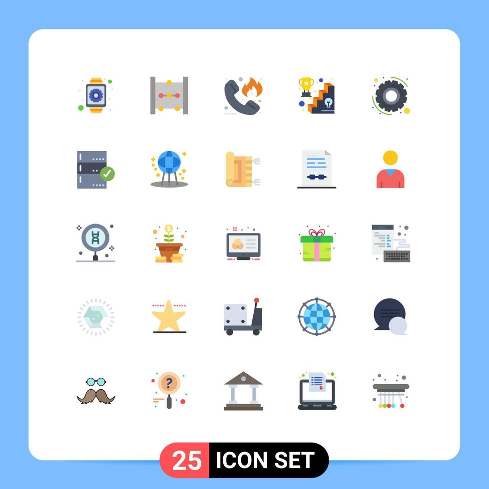 ensemble moderne de 25 couleurs et symboles plats tels que le gagnant de l'appel succès hotline éléments de conception vectoriels modifiables vecteur
