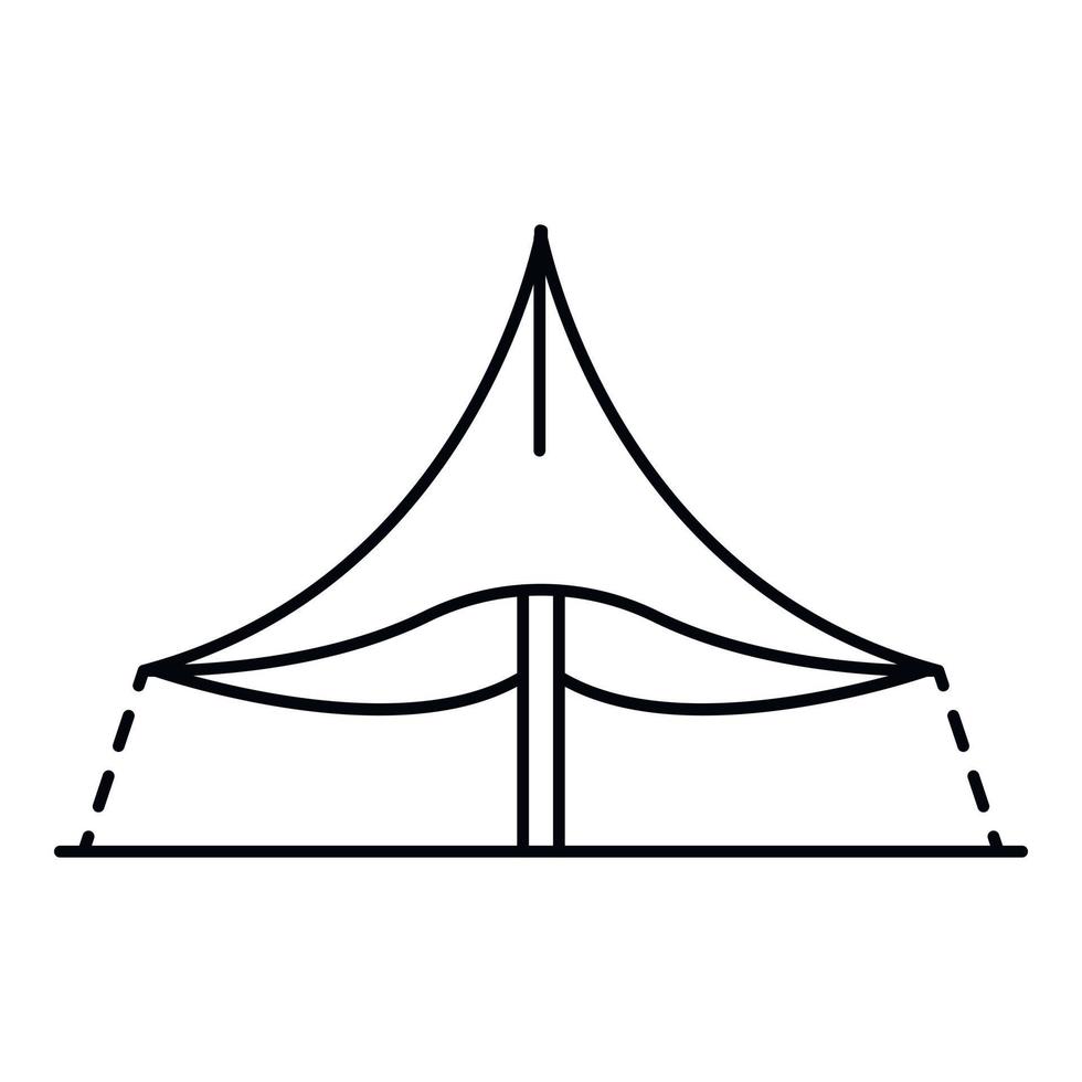 icône de tente à un pilier, style de contour vecteur