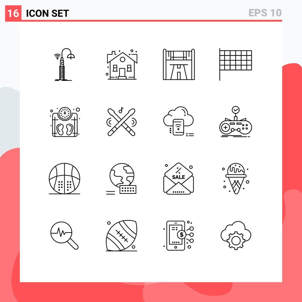 16 icônes créatives signes et symboles modernes de marque de machine sweet home flag race éléments de conception vectoriels modifiables vecteur