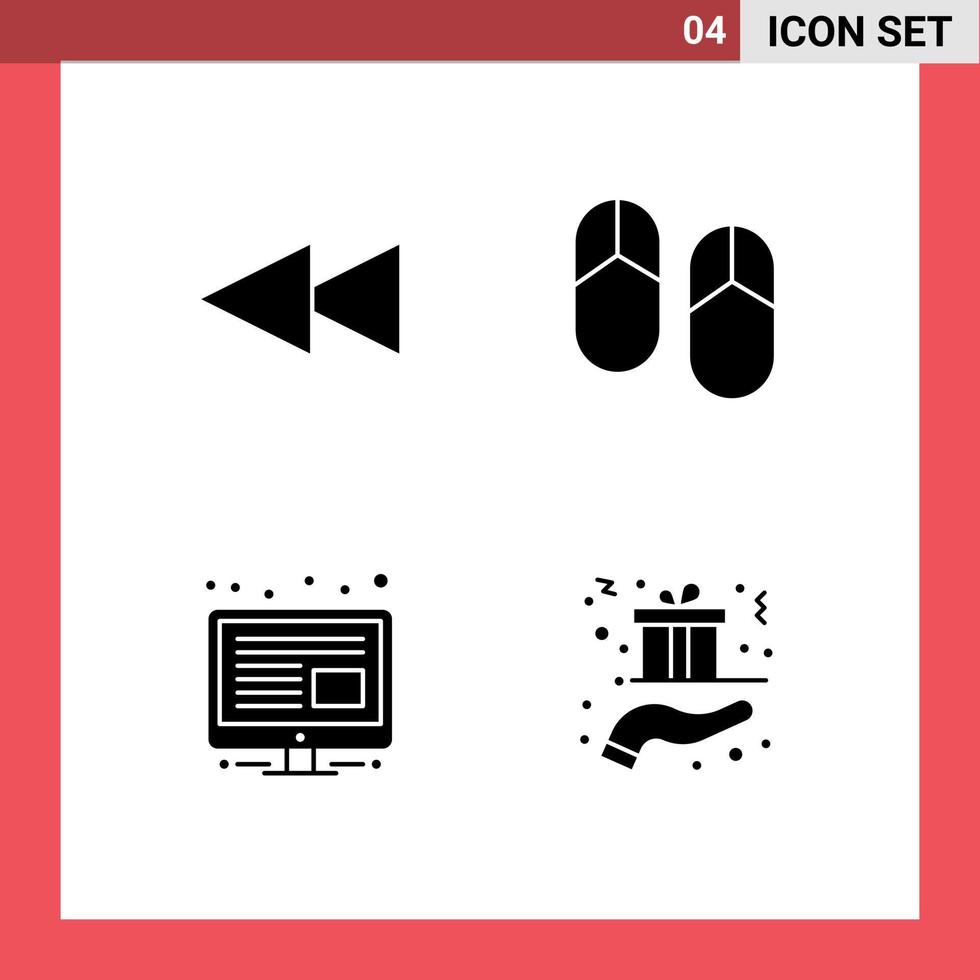 pack d'interface utilisateur de 4 glyphes solides de base d'éléments de conception vectoriels modifiables de contenu de vacances de noël en arrière vecteur