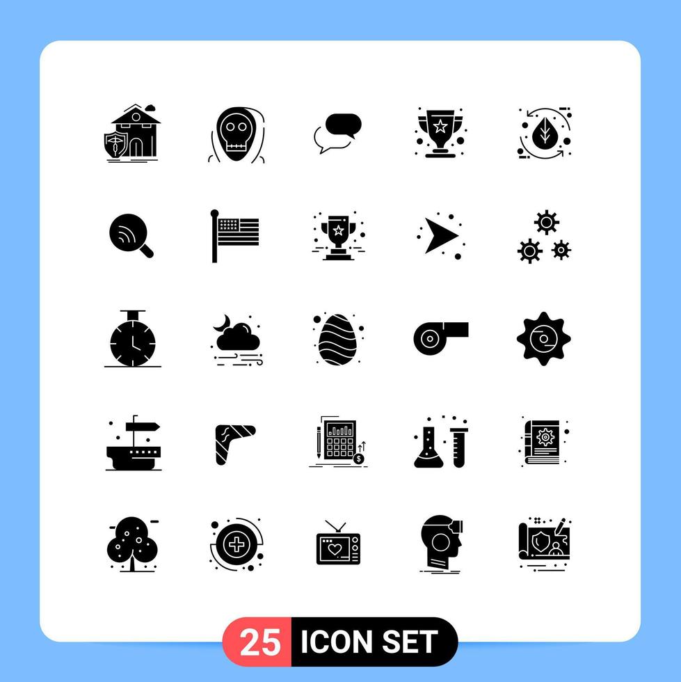 interface mobile glyphe solide ensemble de 25 pictogrammes du prix champion halloween cup sms éléments de conception vectoriels modifiables vecteur