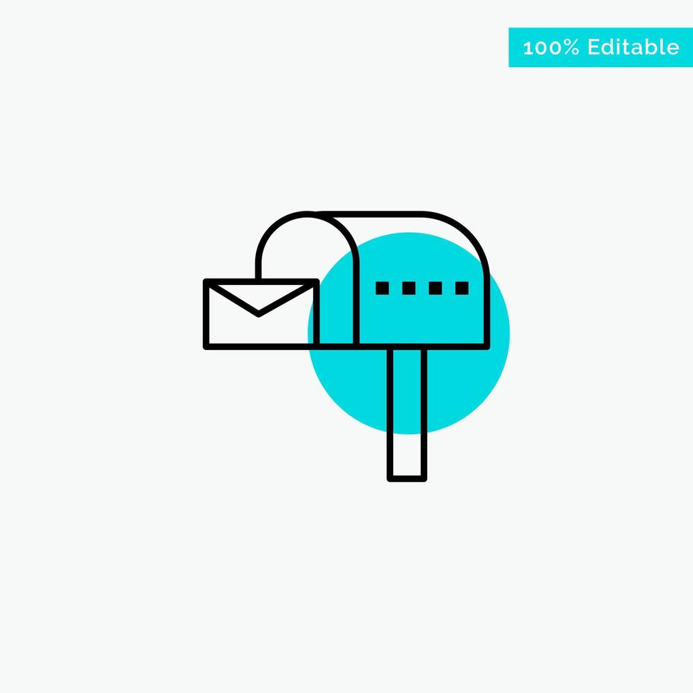 boîte aux lettres e-mail boîte aux lettres turquoise surbrillance cercle point vecteur icône