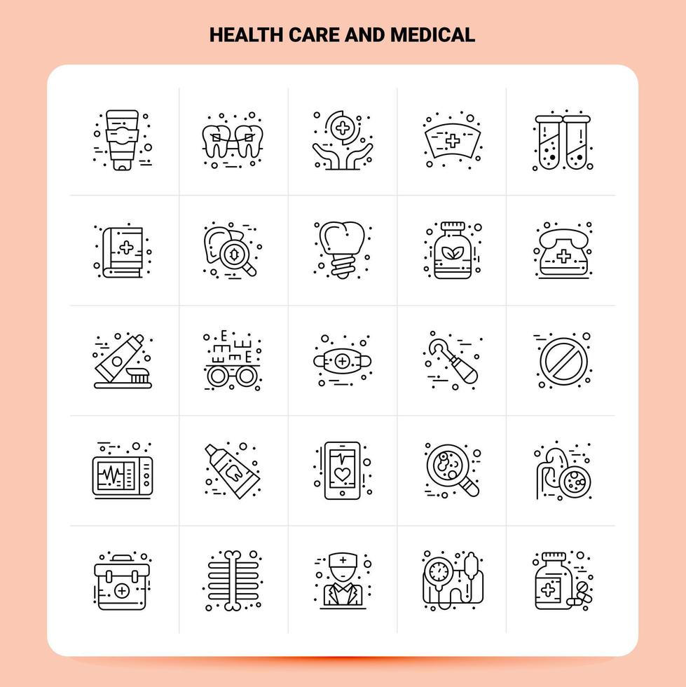 contour 25 soins de santé et icône médicale ensemble conception de style de ligne vectorielle icônes noires définies pack de pictogrammes linéaires idées d'affaires web et mobiles conception illustration vectorielle vecteur