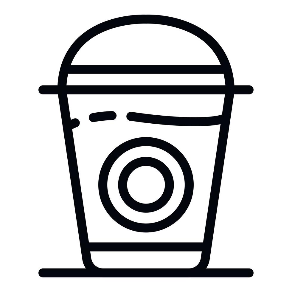 icône en verre de café en plastique, style de contour vecteur