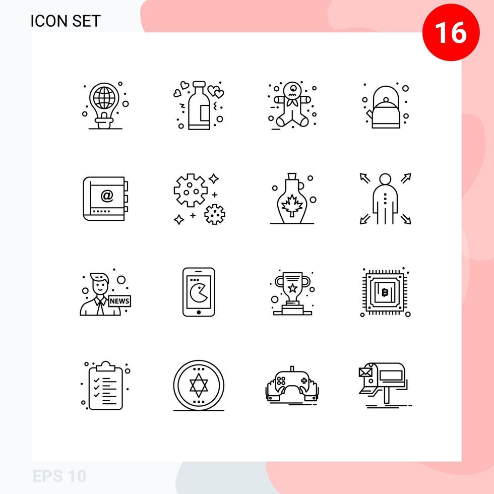 16 contours vectoriels thématiques et symboles modifiables du livre de contact vin thé petit déjeuner éléments de conception vectoriels modifiables vecteur