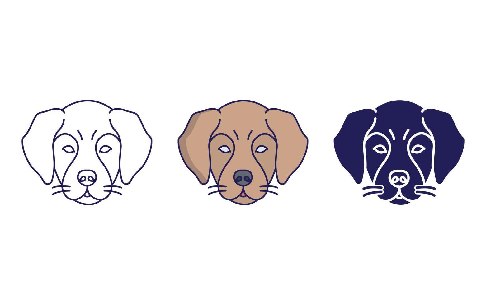 ligne de visage de chien et icône de glyphe, illustration vectorielle vecteur
