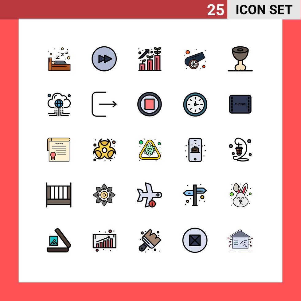 interface mobile ligne remplie couleur plate ensemble de 25 pictogrammes de calcul de la croissance de la viande jambon éléments de conception vectoriels modifiables musulmans vecteur
