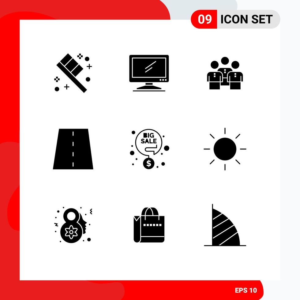 9 icônes créatives signes et symboles modernes de lignes allée amis groupe de travail protection éléments de conception vectoriels modifiables vecteur