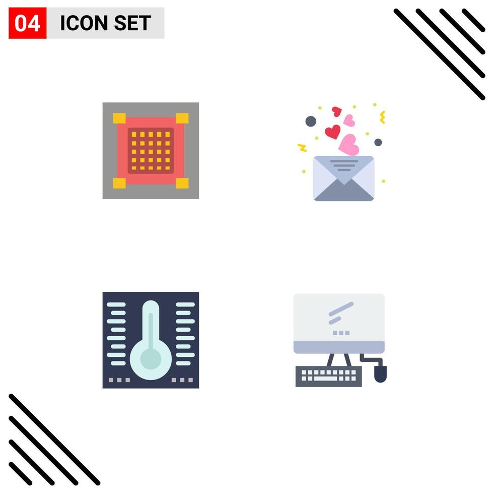 4 pack d'icônes plates d'interface utilisateur de signes et symboles modernes d'éléments de conception vectoriels modifiables de spa de coeur graphique de mercure créatif vecteur