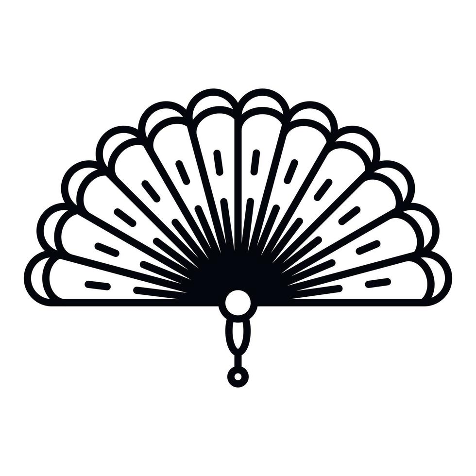 icône décorative de ventilateur à main, style de contour vecteur