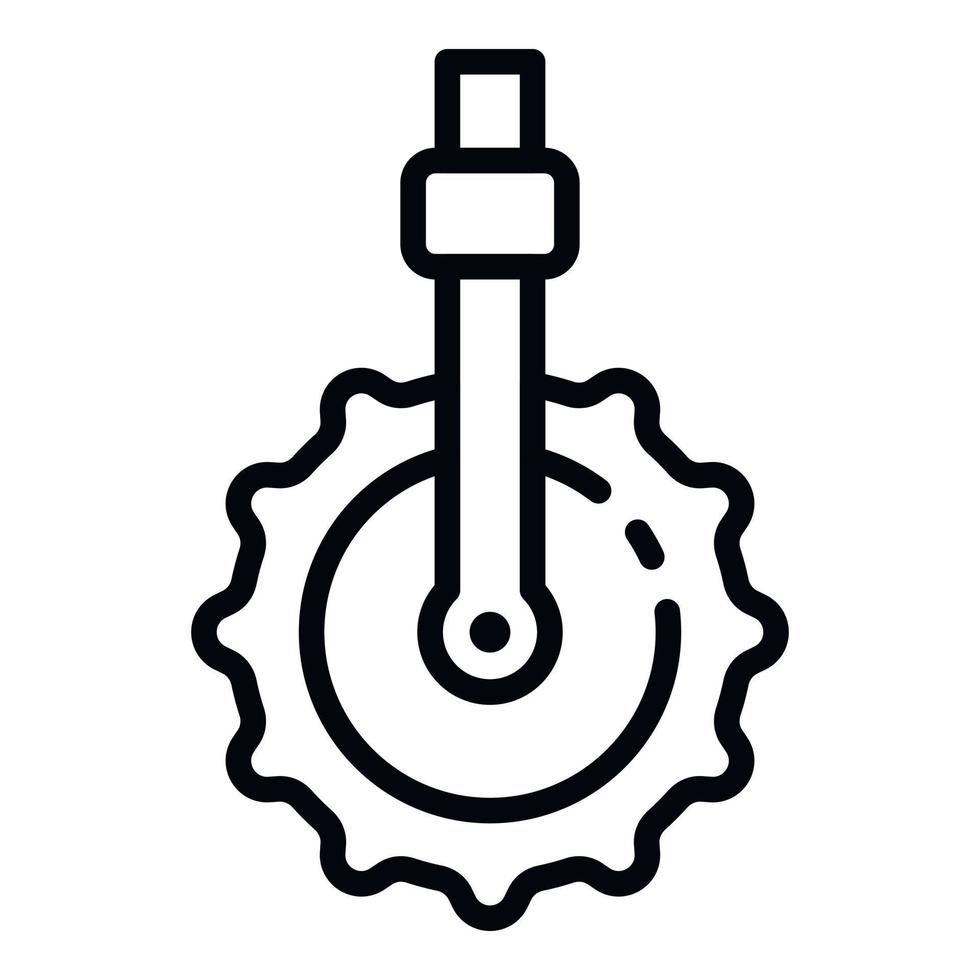 icône de roue dentée de pédale, style de contour vecteur