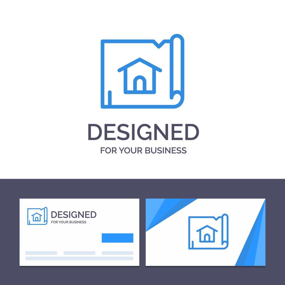 carte de visite créative et modèle de logo bâtiment construction carte maison illustration vectorielle vecteur