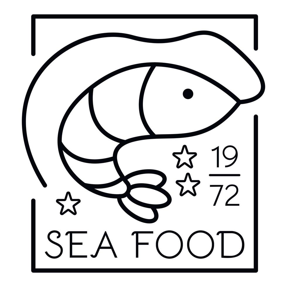 logo de fruits de mer aux crevettes, style de contour vecteur