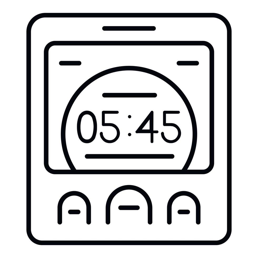 icône d'horloge de salle numérique, style de contour vecteur