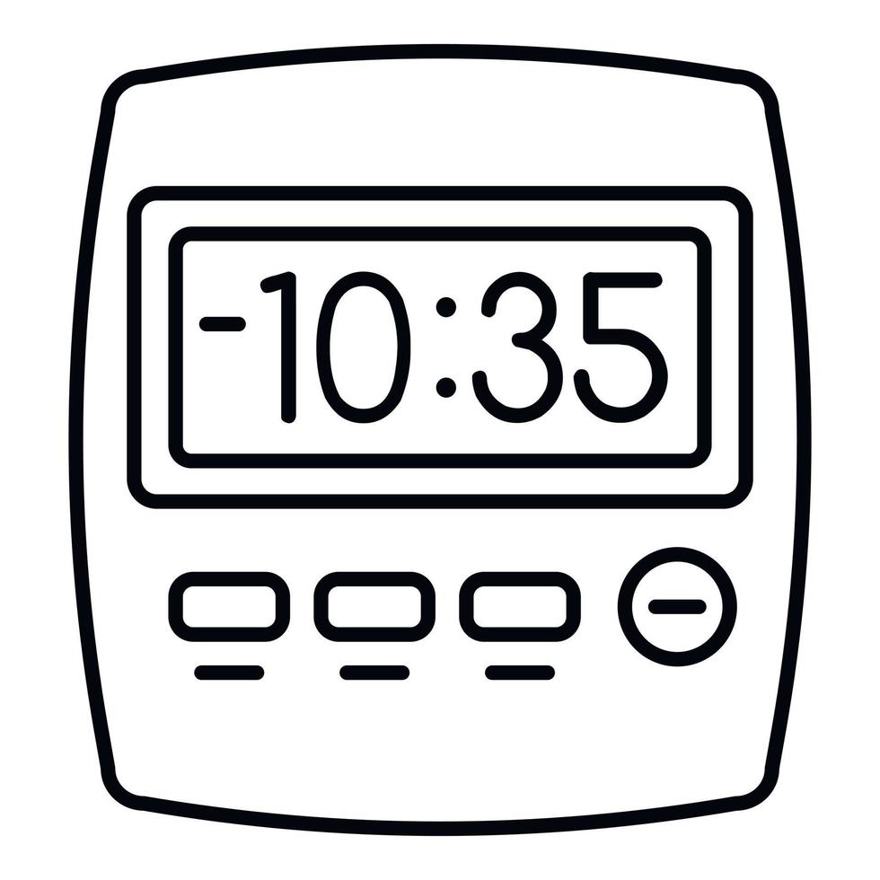 icône de minuterie de cuisine horloge, style de contour vecteur