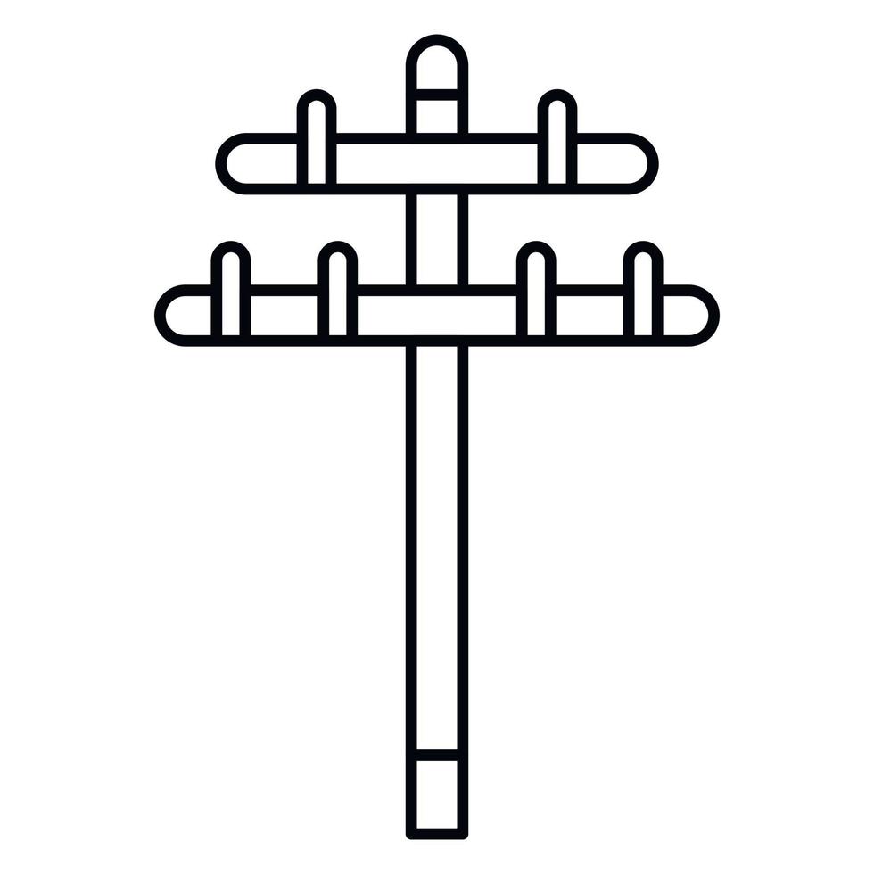 icône de tour électrique en bois, style de contour vecteur