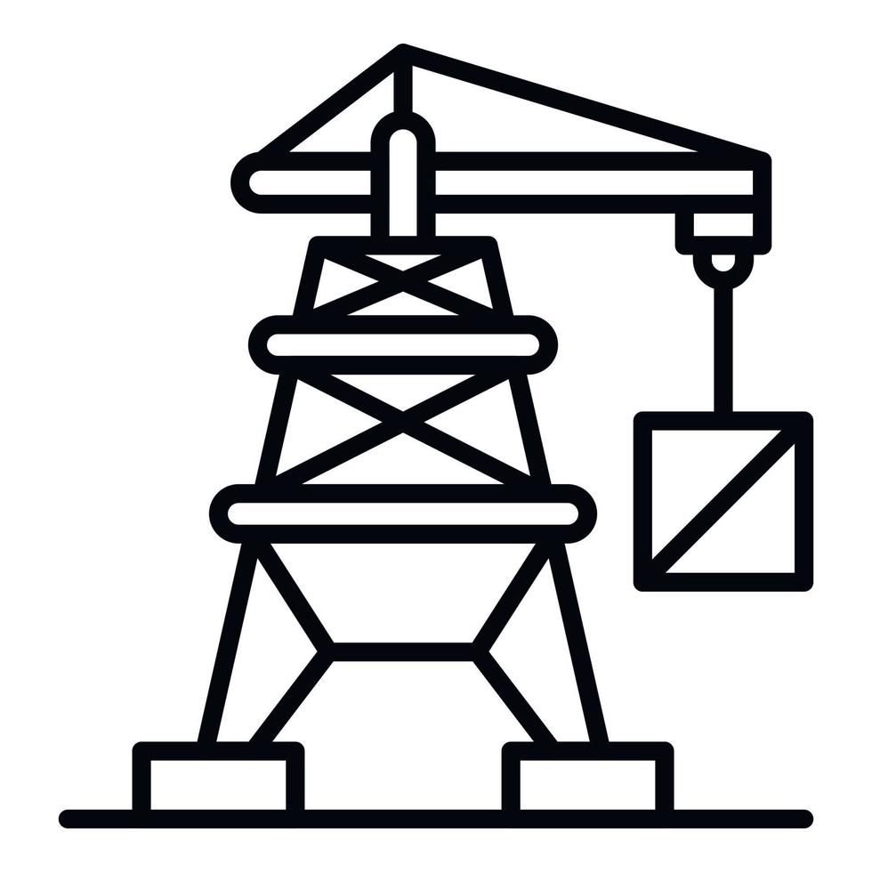 icône de grue portuaire, style de contour vecteur