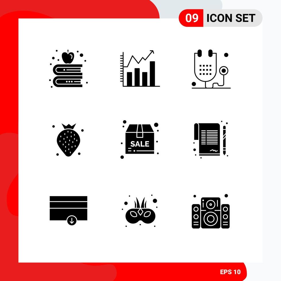 pack d'icônes vectorielles stock de 9 signes et symboles de ligne pour les éléments de conception vectoriels modifiables box berry fitness fruit fraise vecteur