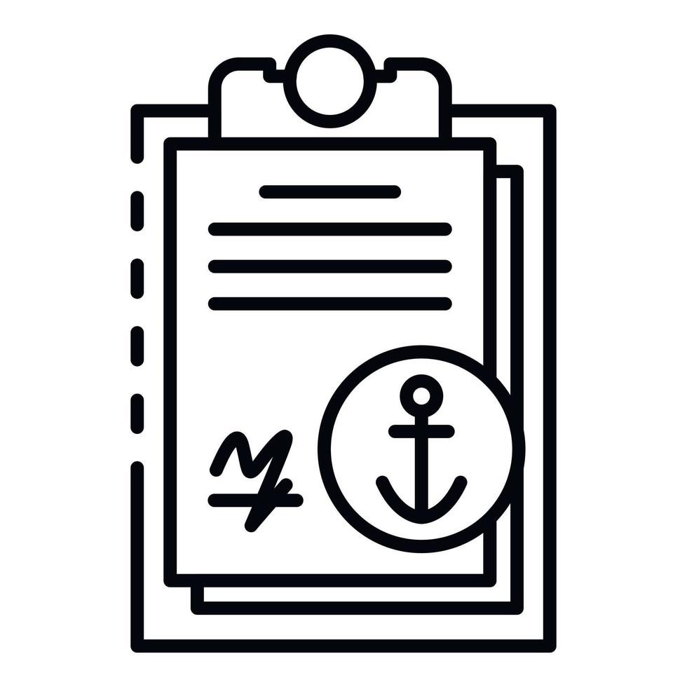 icône de presse-papiers de port maritime, style de contour vecteur