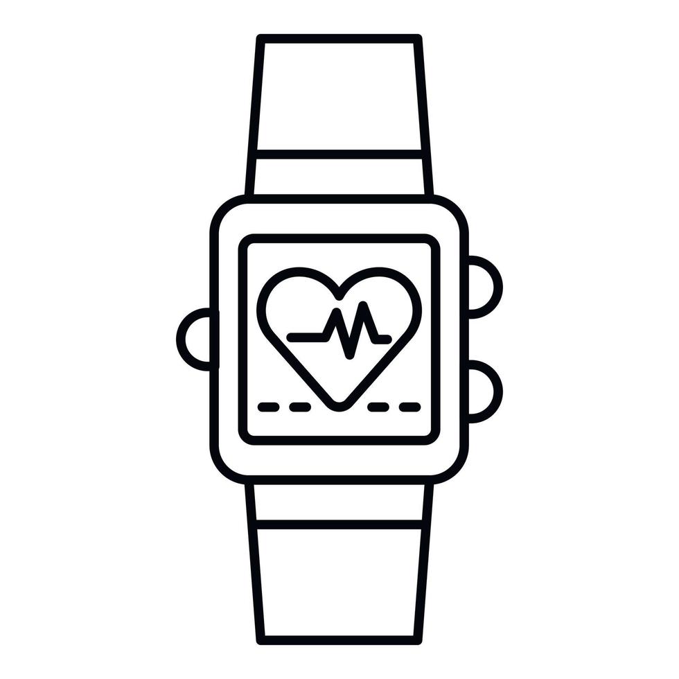 icône de smartwatch de fréquence cardiaque, style de contour vecteur