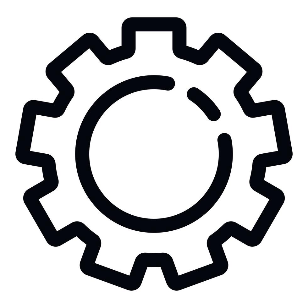 icône de roue dentée, style de contour vecteur