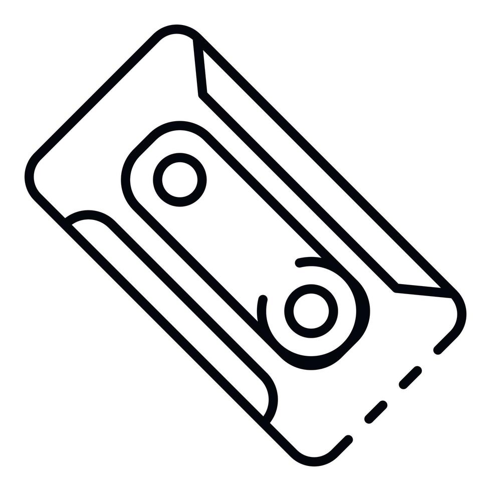 icône de cassette en plastique, style de contour vecteur