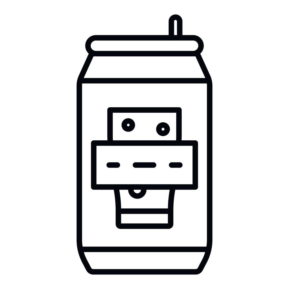 icône de boîte de conserve de bière, style de contour vecteur