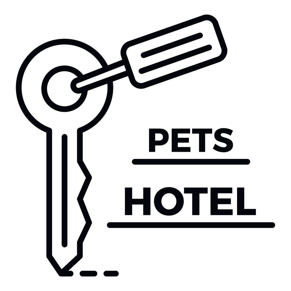 logo de la chambre clé de l'hôtel pour animaux de compagnie, style de contour vecteur