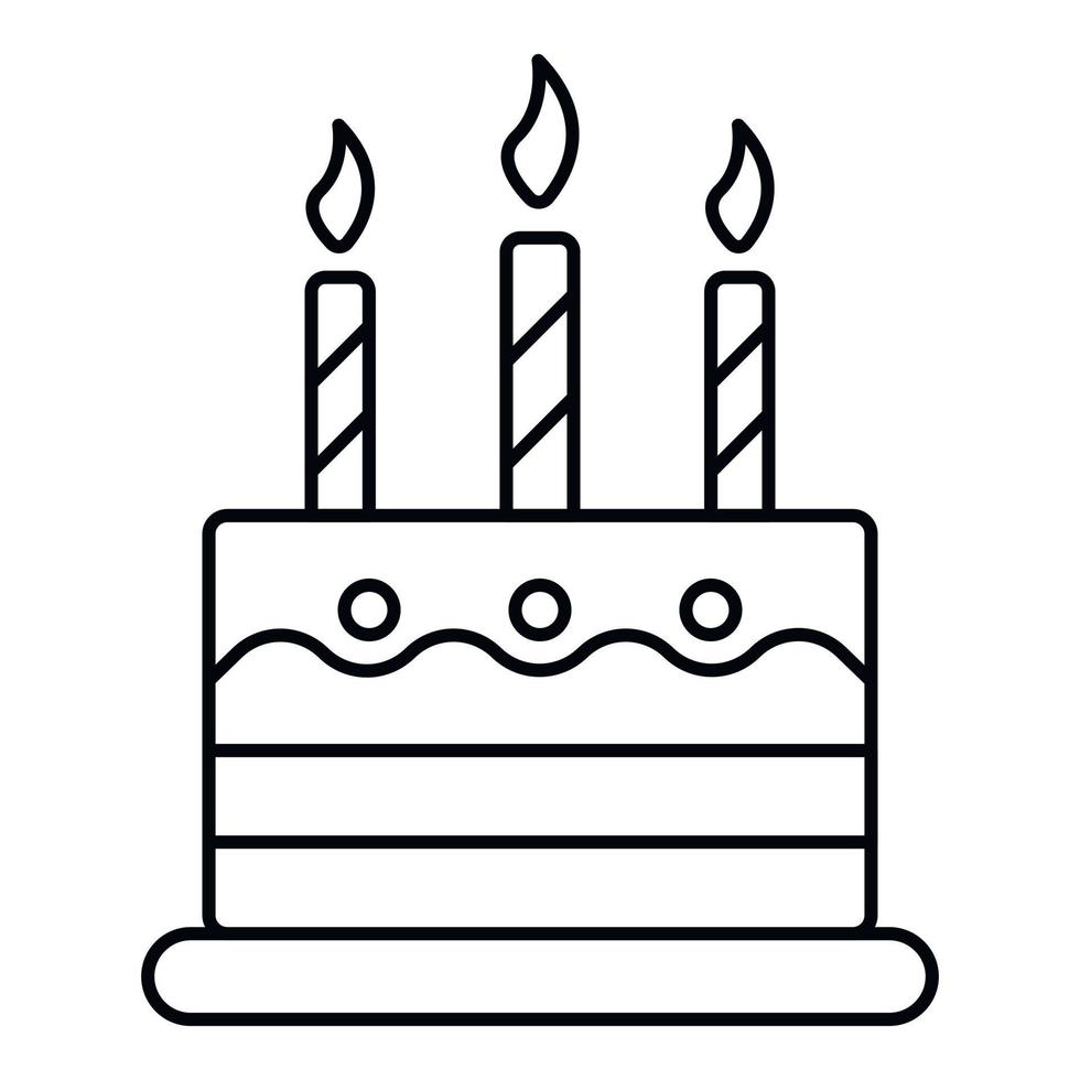 icône de gâteau d'anniversaire pour enfants, style de contour vecteur