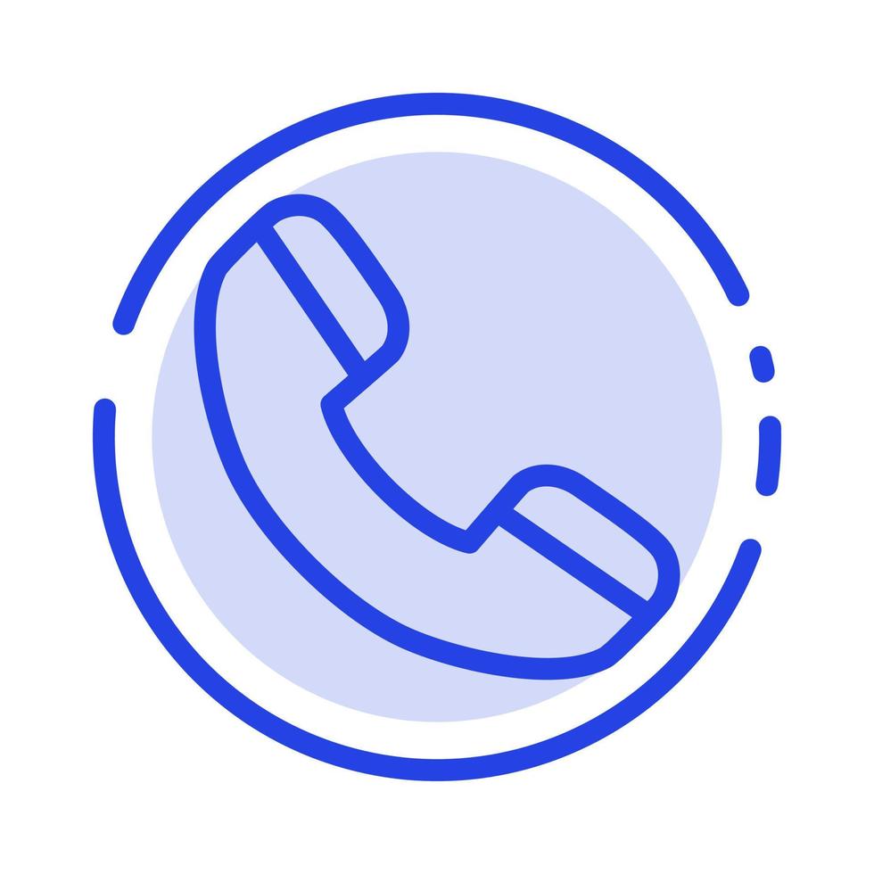appel téléphone téléphone bleu pointillé ligne icône vecteur