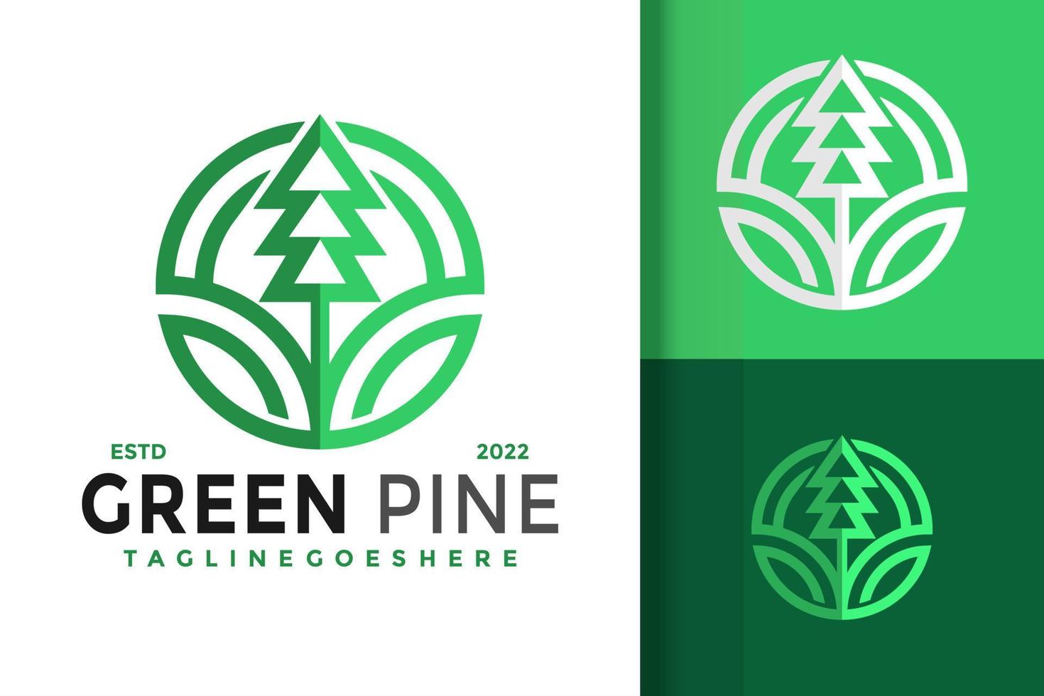 modèle d'illustration vectorielle de conception de logo moderne de pin vert nature vecteur
