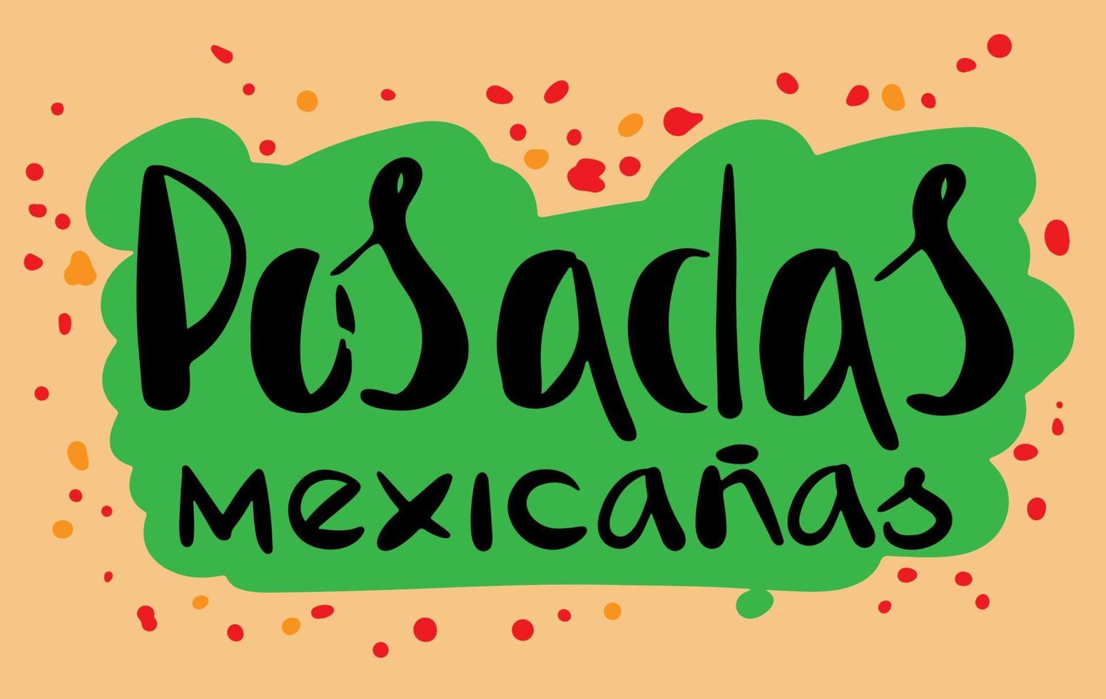 posadas mexicanas - texte espagnol d'hébergement de noël, emblème de vacances vecteur