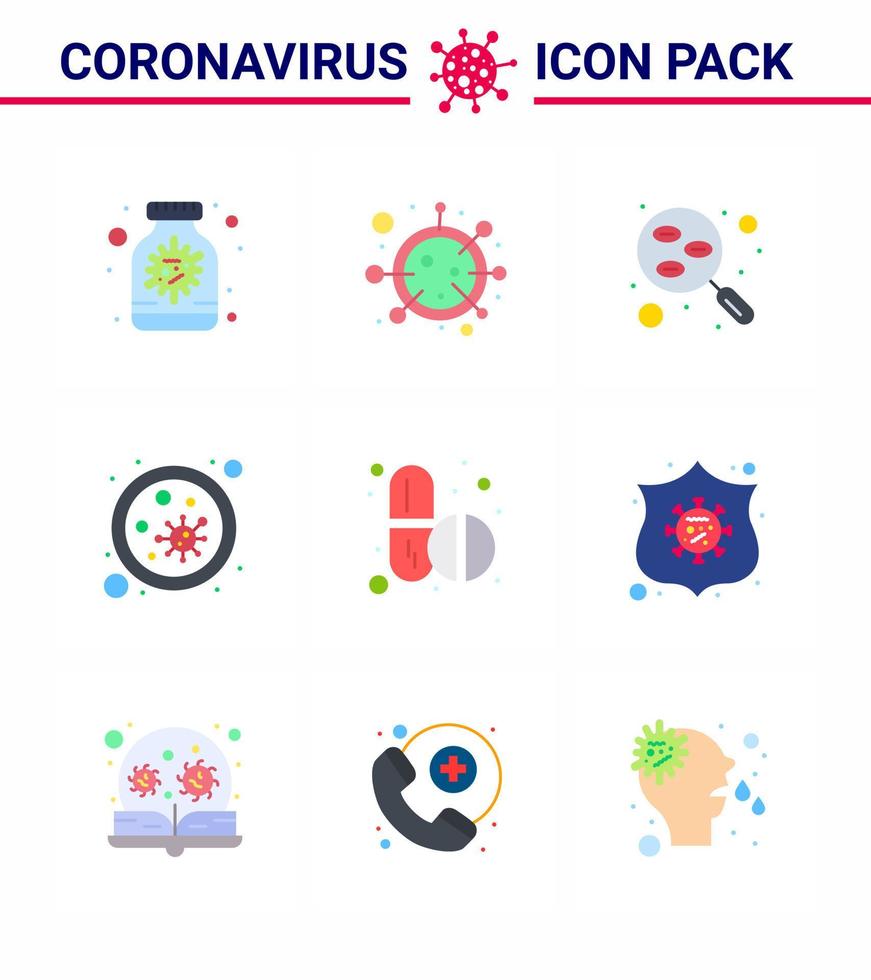 prévention du virus corona covid19 conseils pour éviter les blessures 9 icône de couleur plate pour la présentation microbe sang micro-organisme échantillon de bactérie coronavirus viral 2019nov éléments de conception de vecteur de maladie