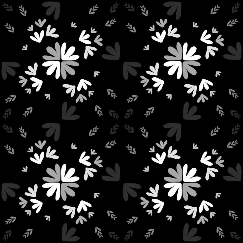 motif abstrait de fleurs noires et blanches. vecteur