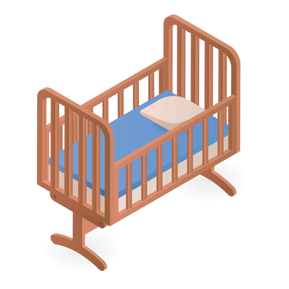 icône de lit bébé, style isométrique vecteur